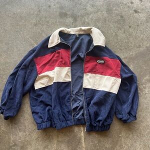 oversized color block zip up jacket